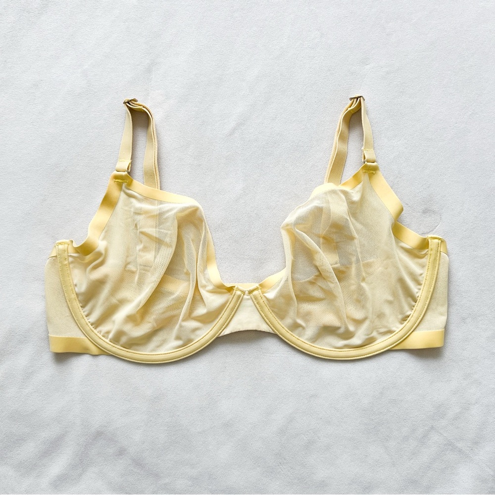 CUUP Light Yellow Sheer Mesh Bra - 36F